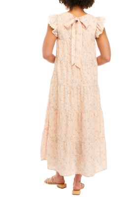 Women's Eyelet Tiered Midi Dress