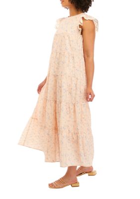 Women's Eyelet Tiered Midi Dress