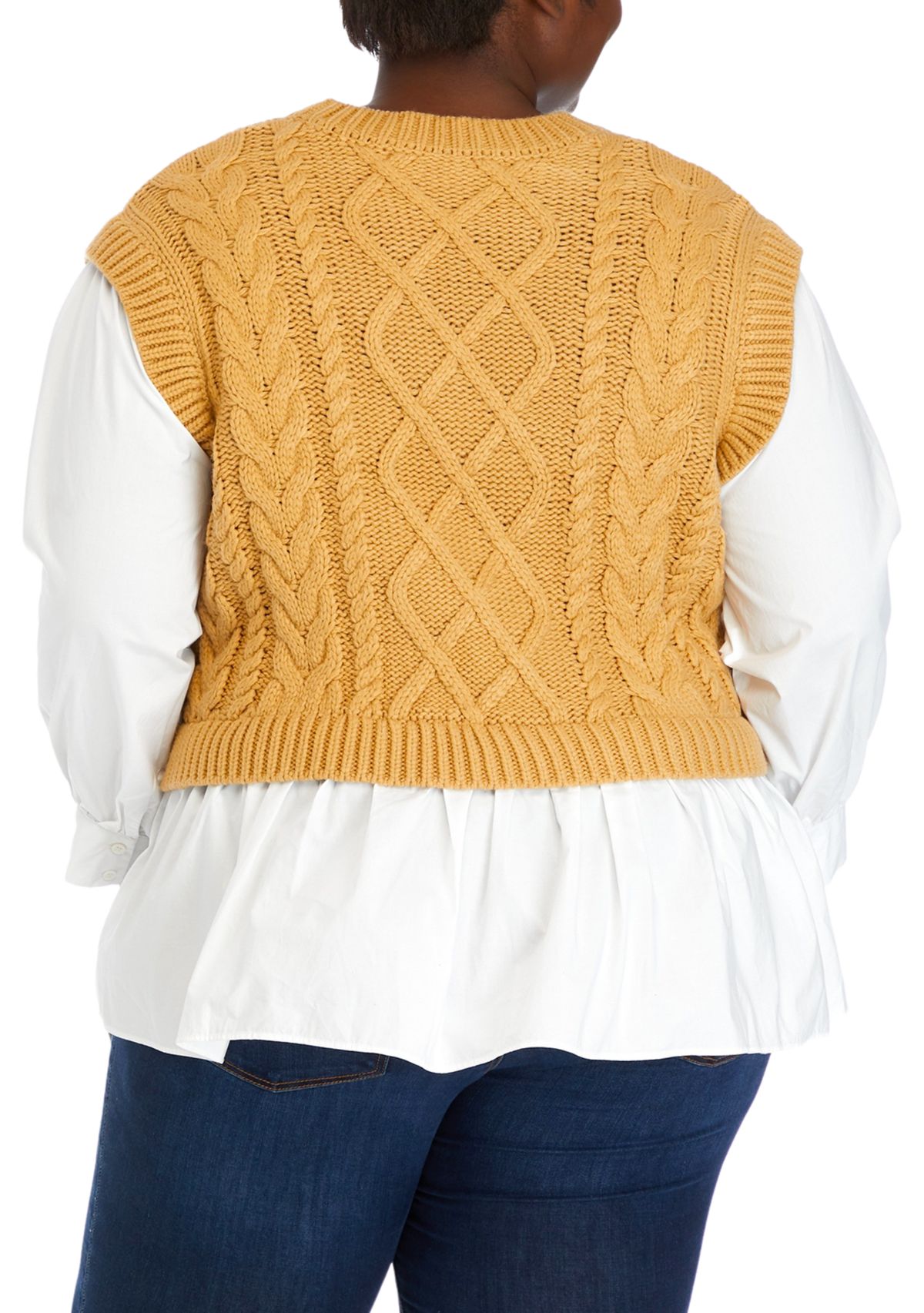Plus Size Long Sleeve Woven Sweater 