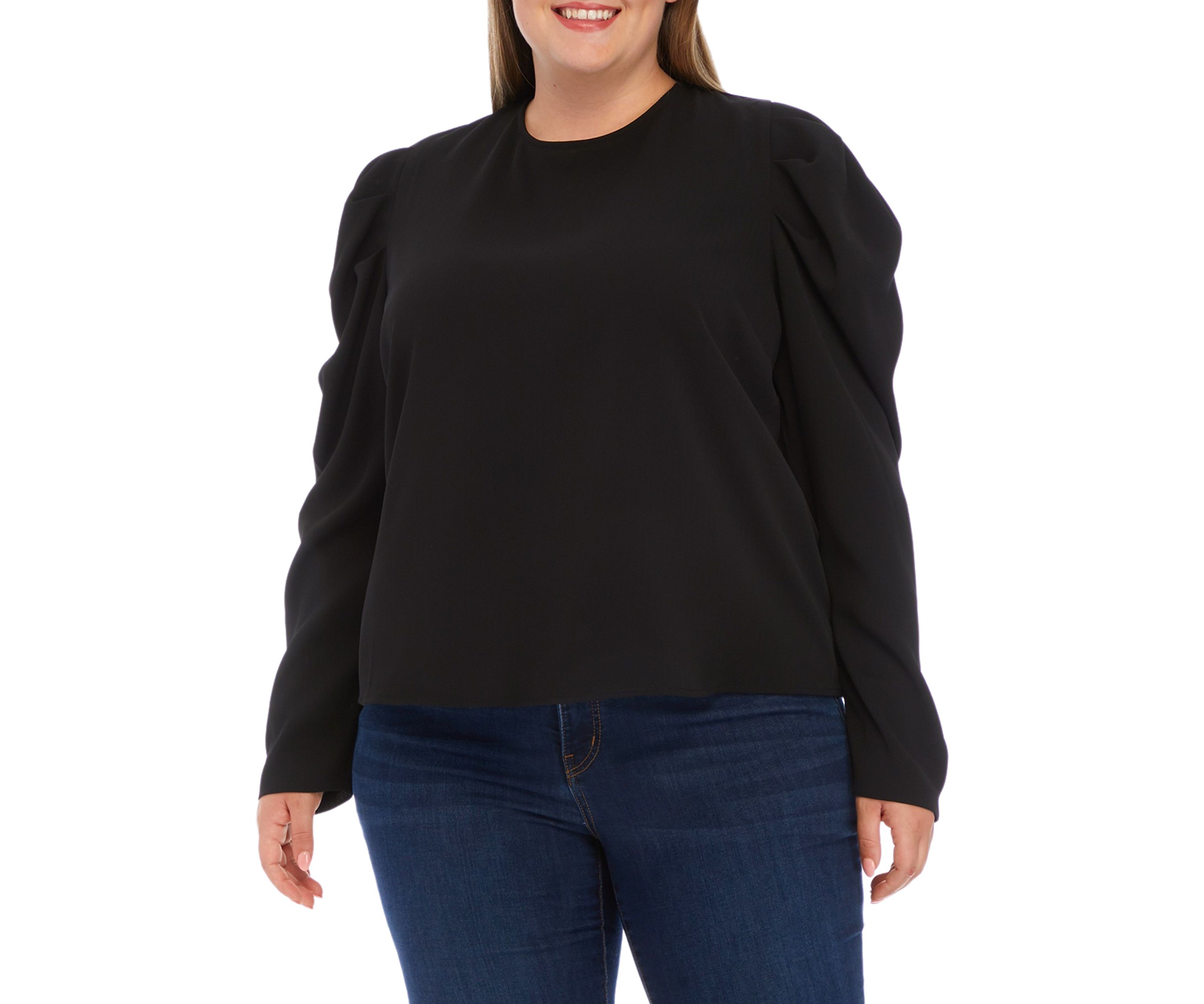 Plus Size Long Blouson Sleeve Knit Top