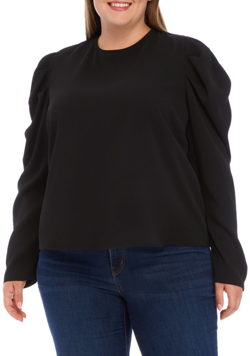 Plus Size Long Blouson Sleeve Knit Top