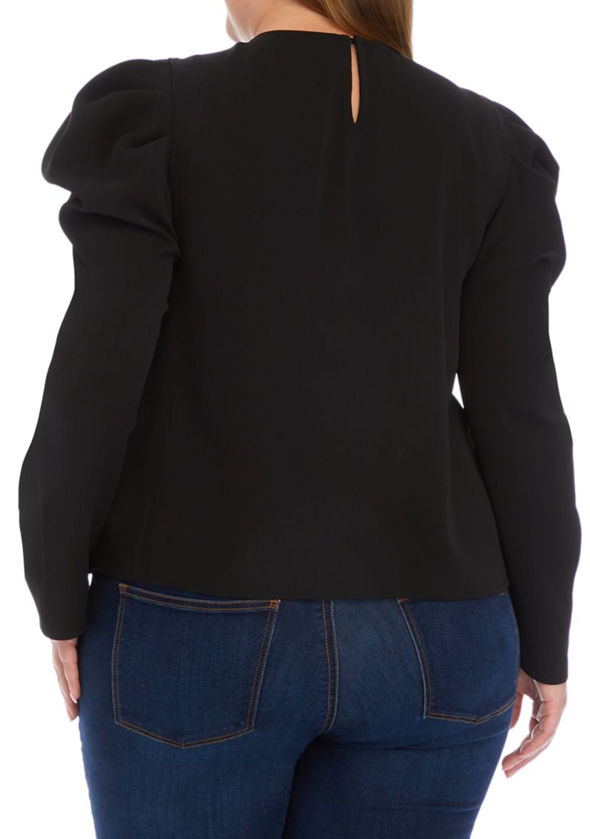 Plus Size Long Blouson Sleeve Knit Top