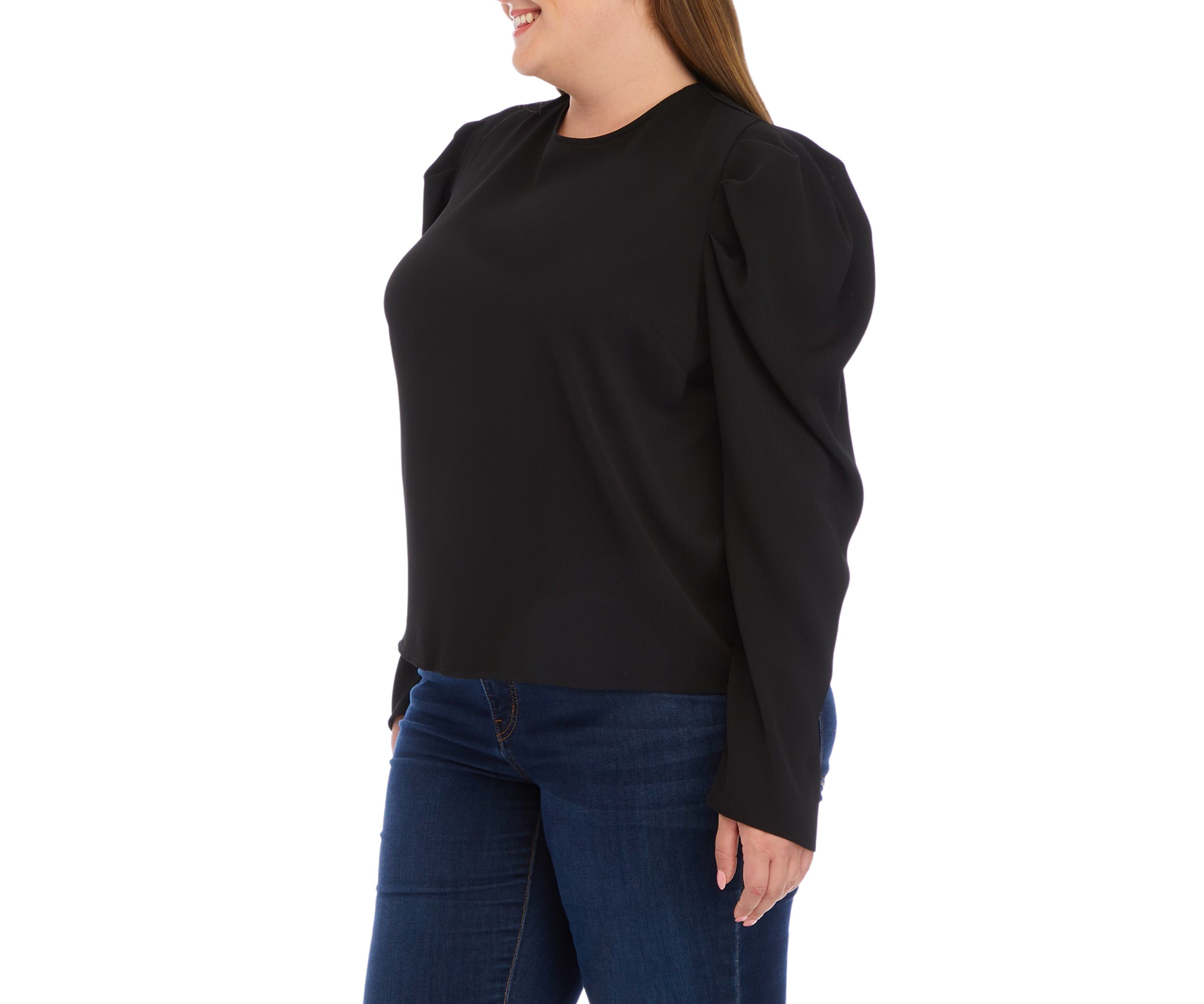 Plus Size Long Blouson Sleeve Knit Top