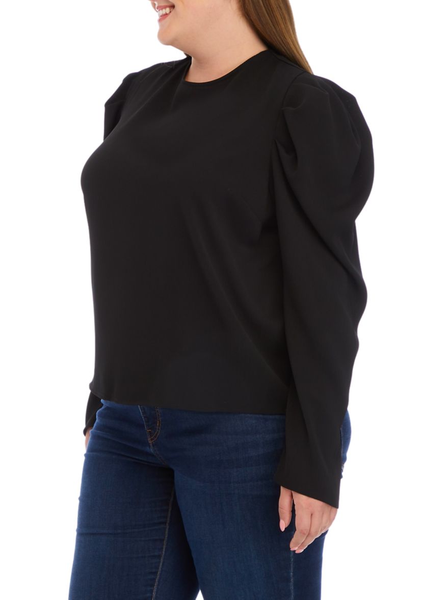 Plus Size Long Blouson Sleeve Knit Top