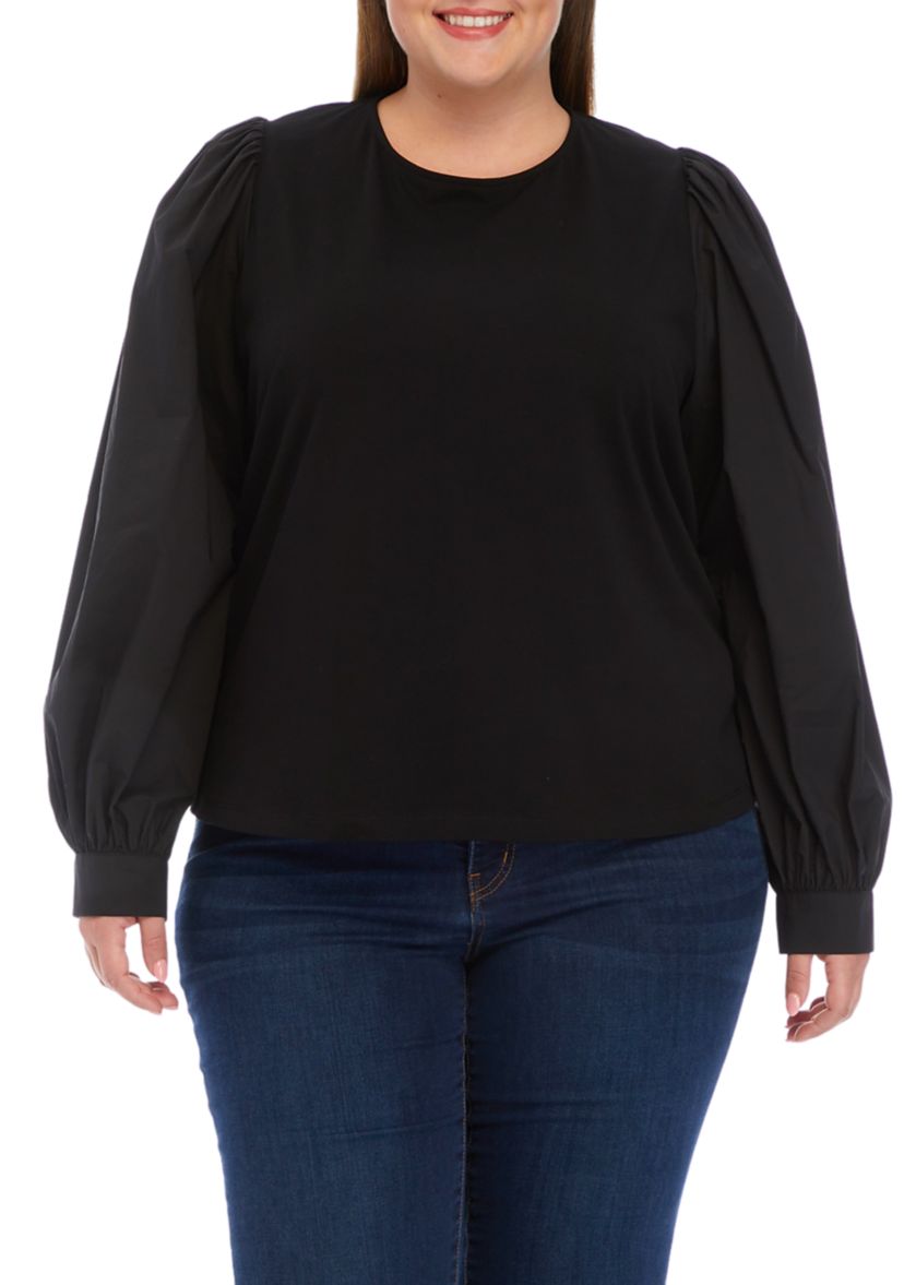 Plus Size Long Puff Sleeve Top