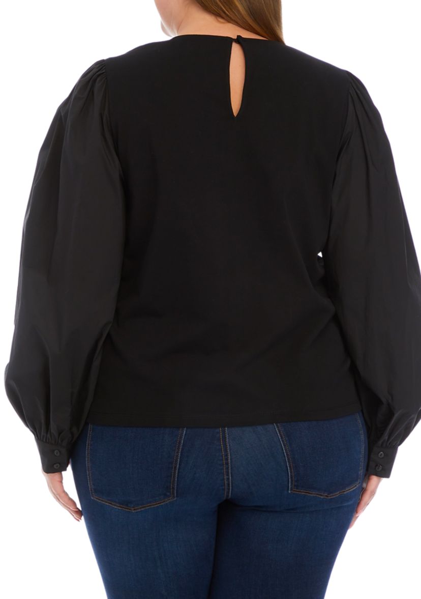 Plus Size Long Puff Sleeve Top