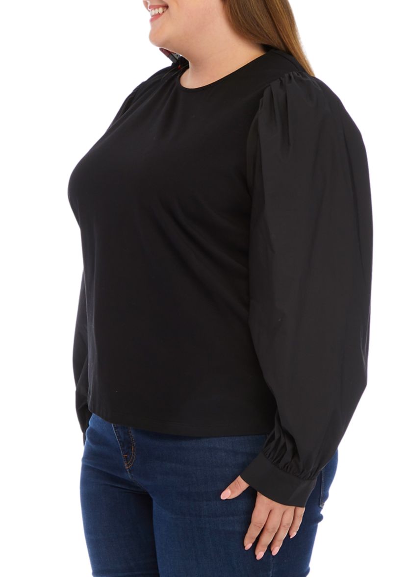 Plus Size Long Puff Sleeve Top