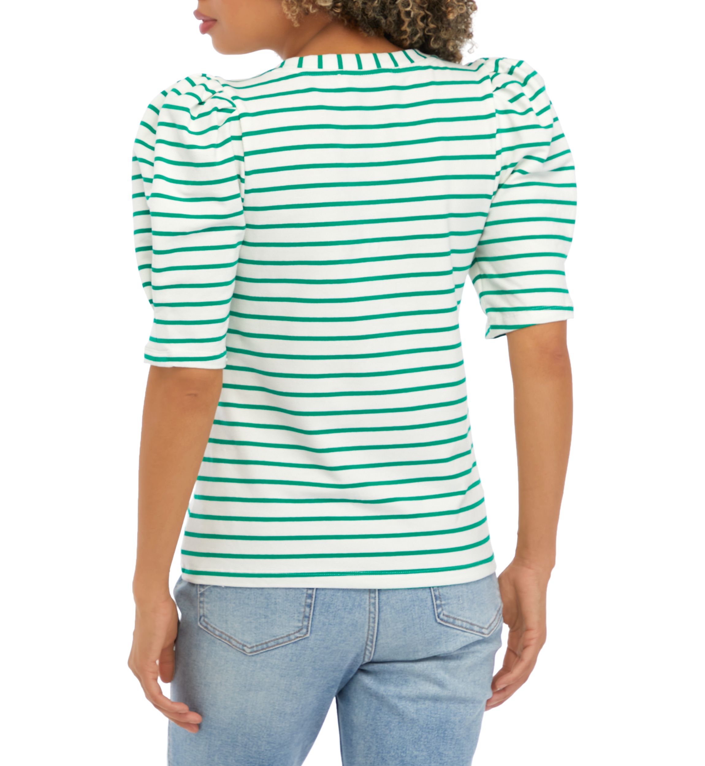 Womens Short Sleeve Stripe Knit Top