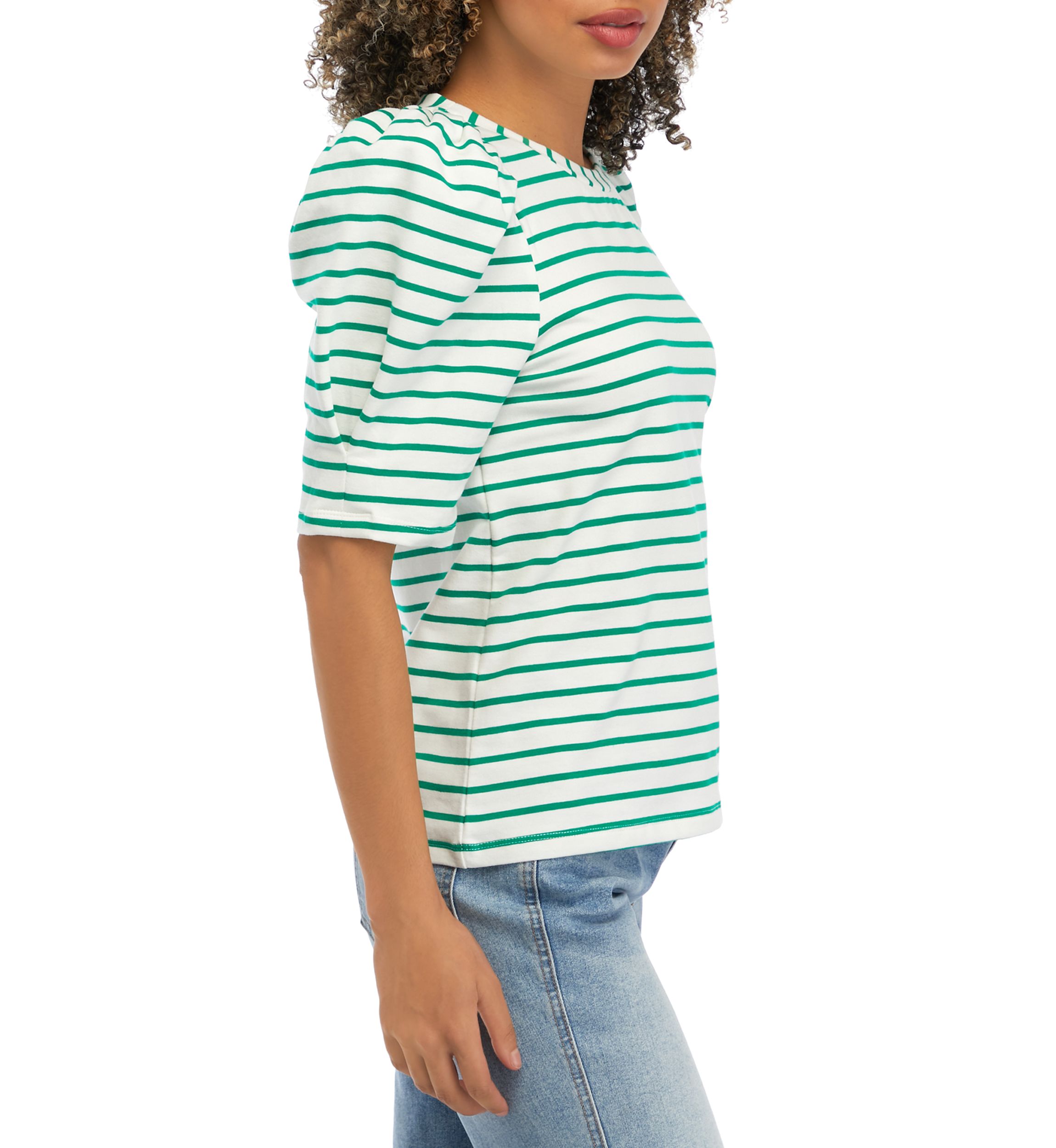 Womens Short Sleeve Stripe Knit Top