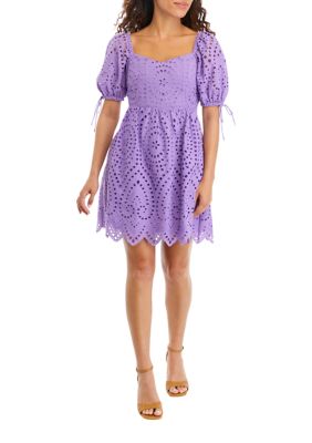 Eyelet Scallop Edge Mini Dress