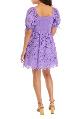 Eyelet Scallop Edge Mini Dress