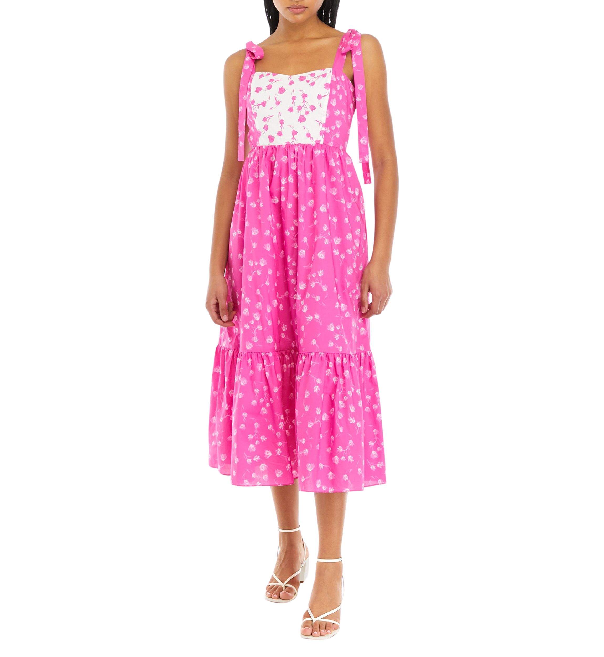 Womens Contrast Floral Maxi Dress