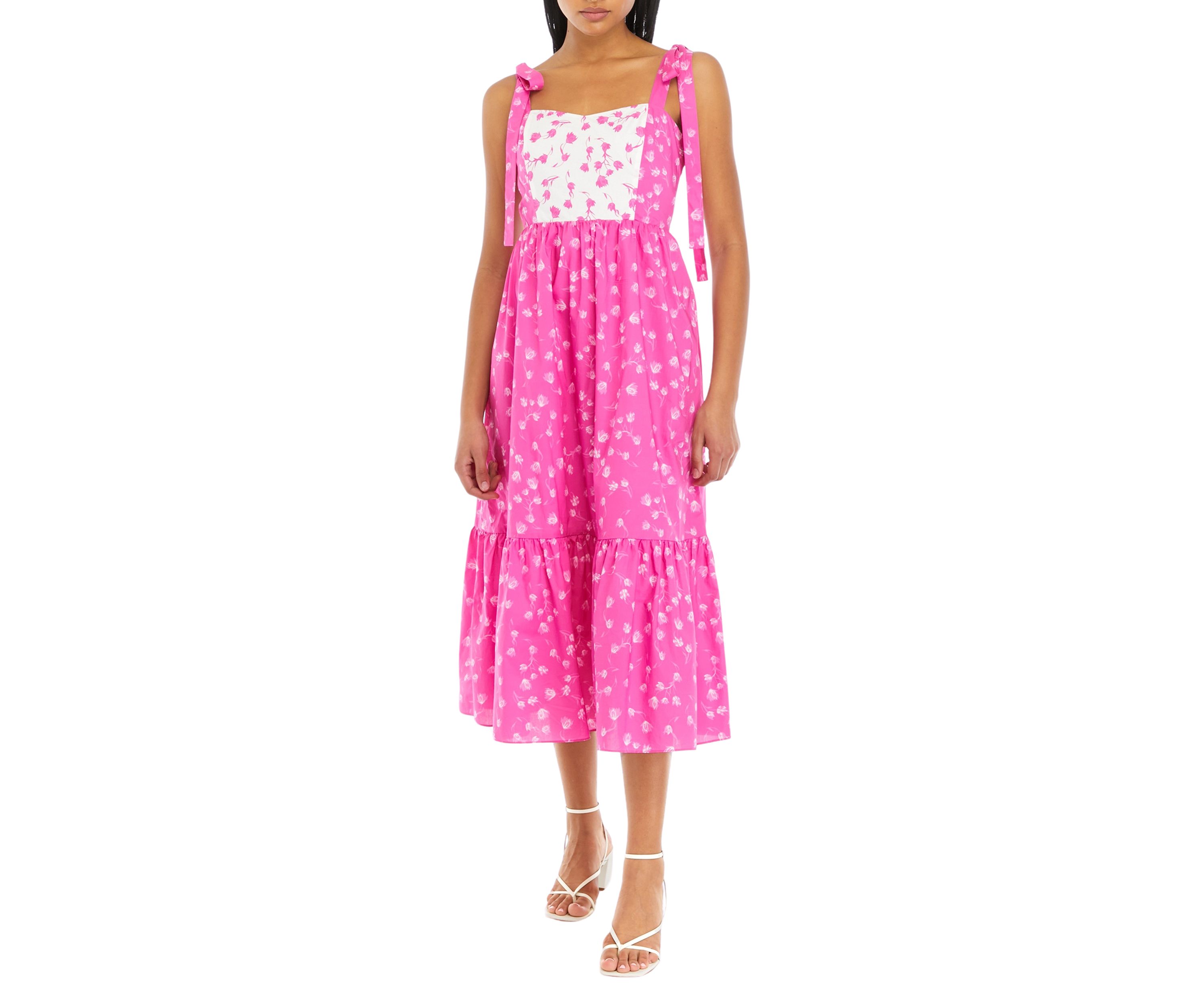 Womens Contrast Floral Maxi Dress