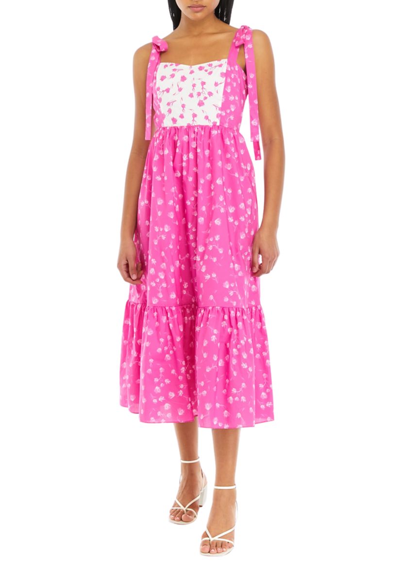 Womens Contrast Floral Maxi Dress