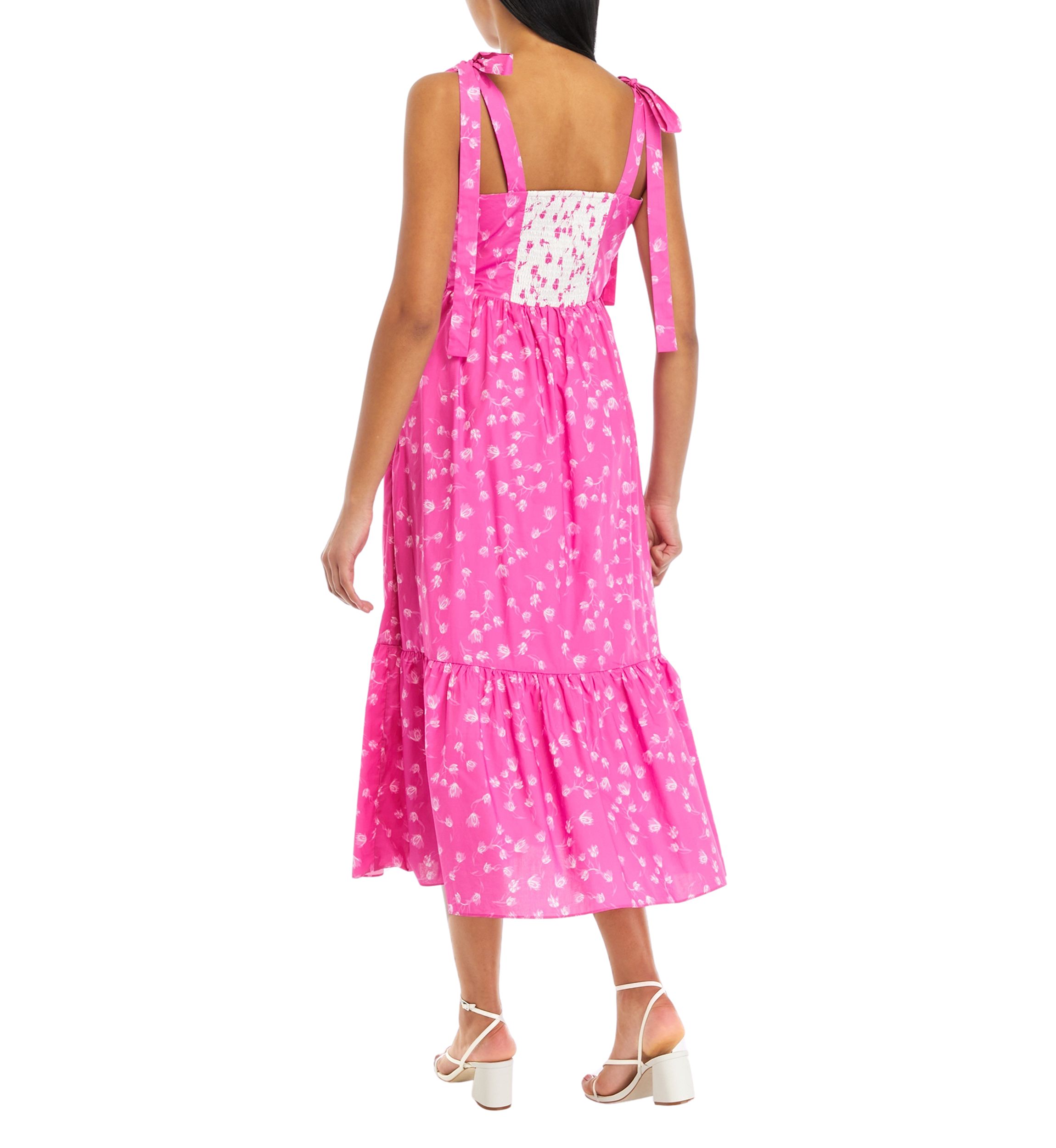 Womens Contrast Floral Maxi Dress