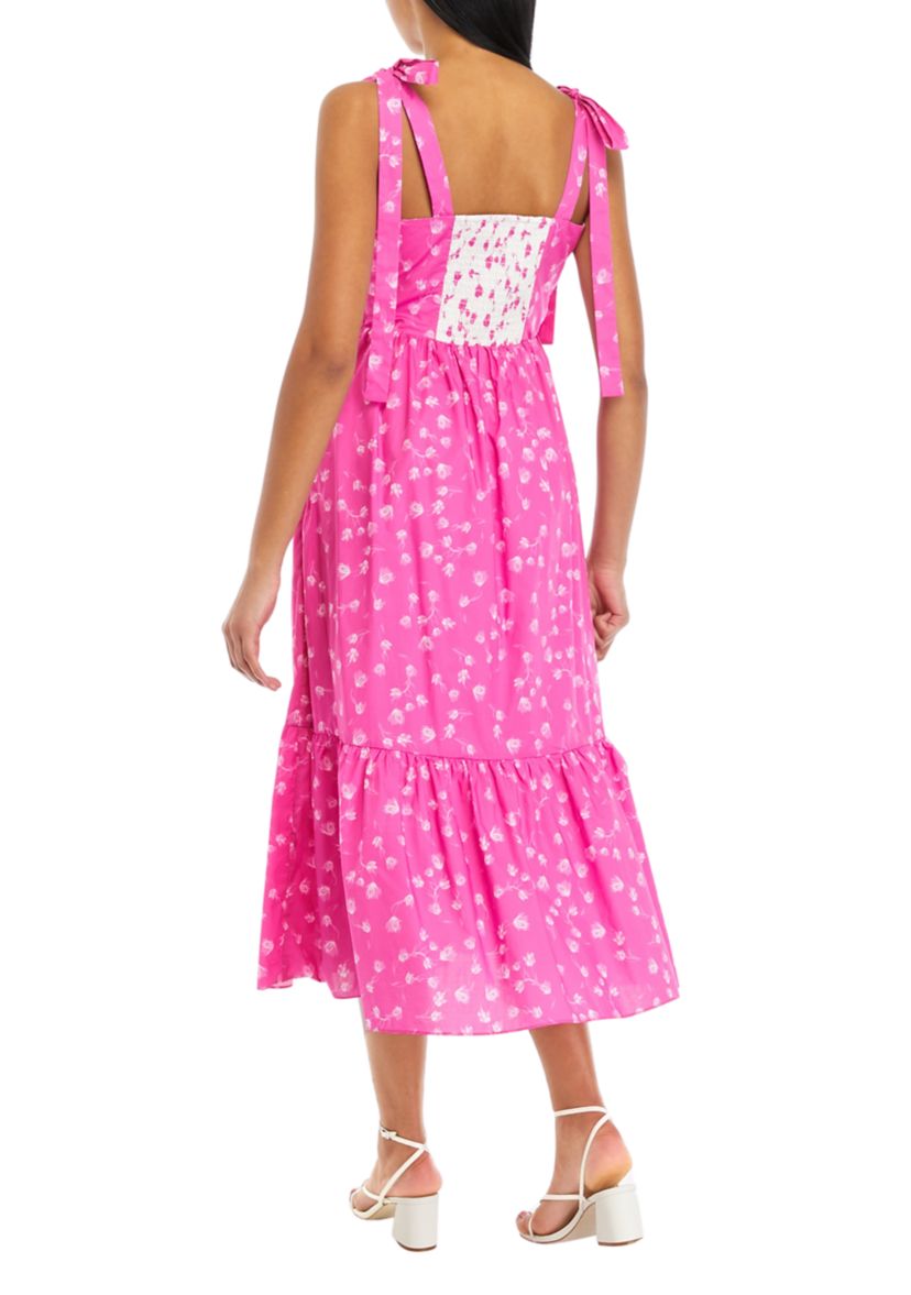 Womens Contrast Floral Maxi Dress