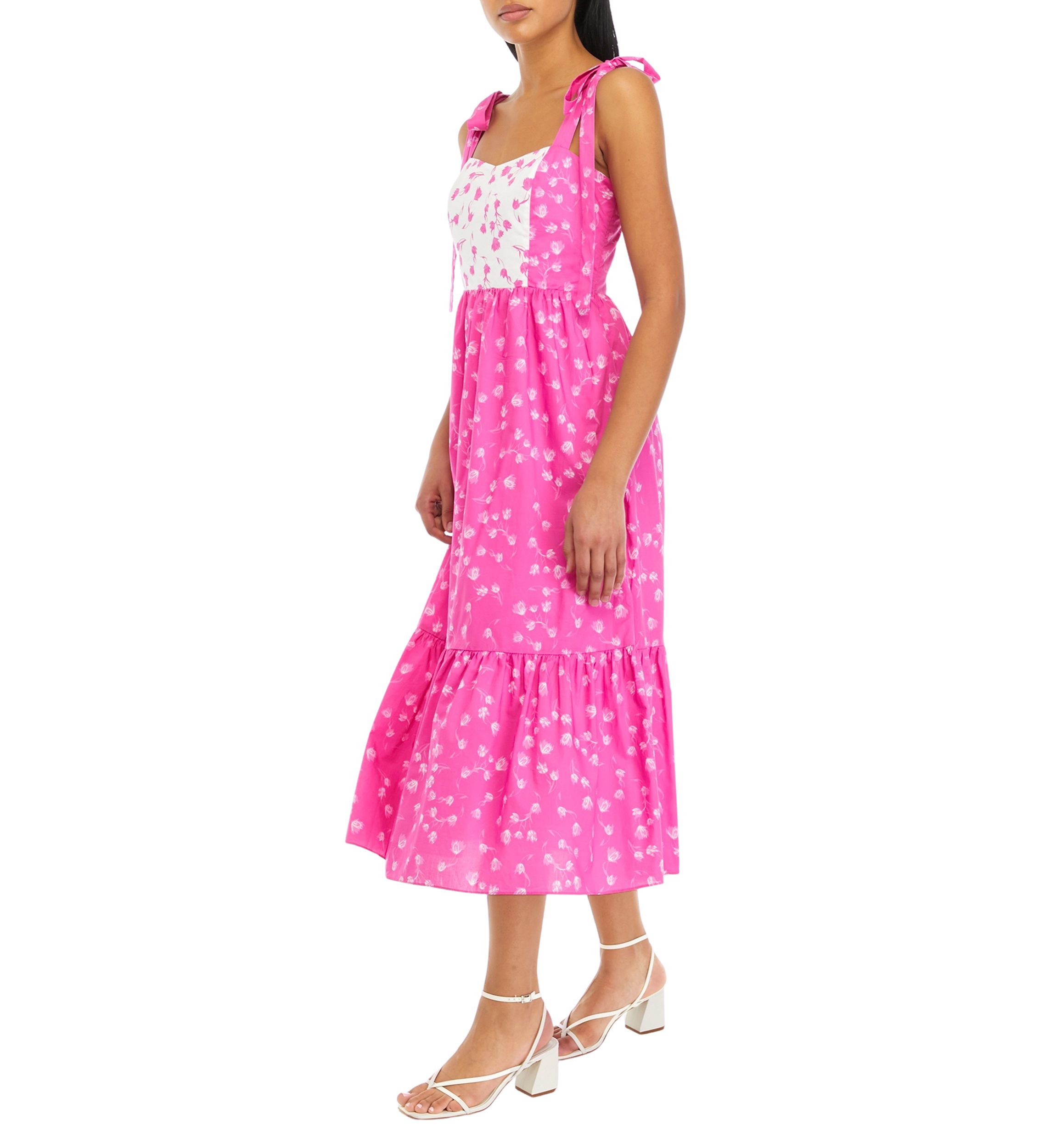 Womens Contrast Floral Maxi Dress