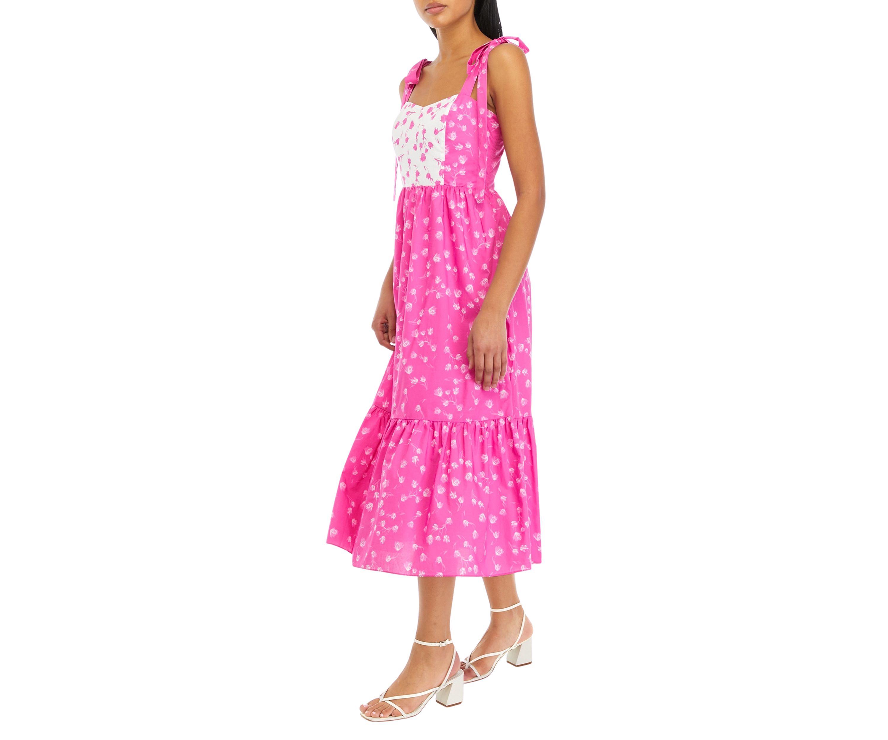 Womens Contrast Floral Maxi Dress
