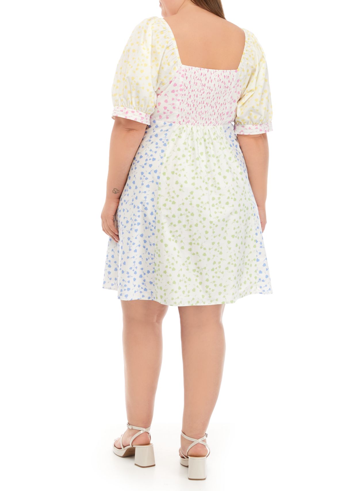 Plus Size Multi Floral Print Mini Dress