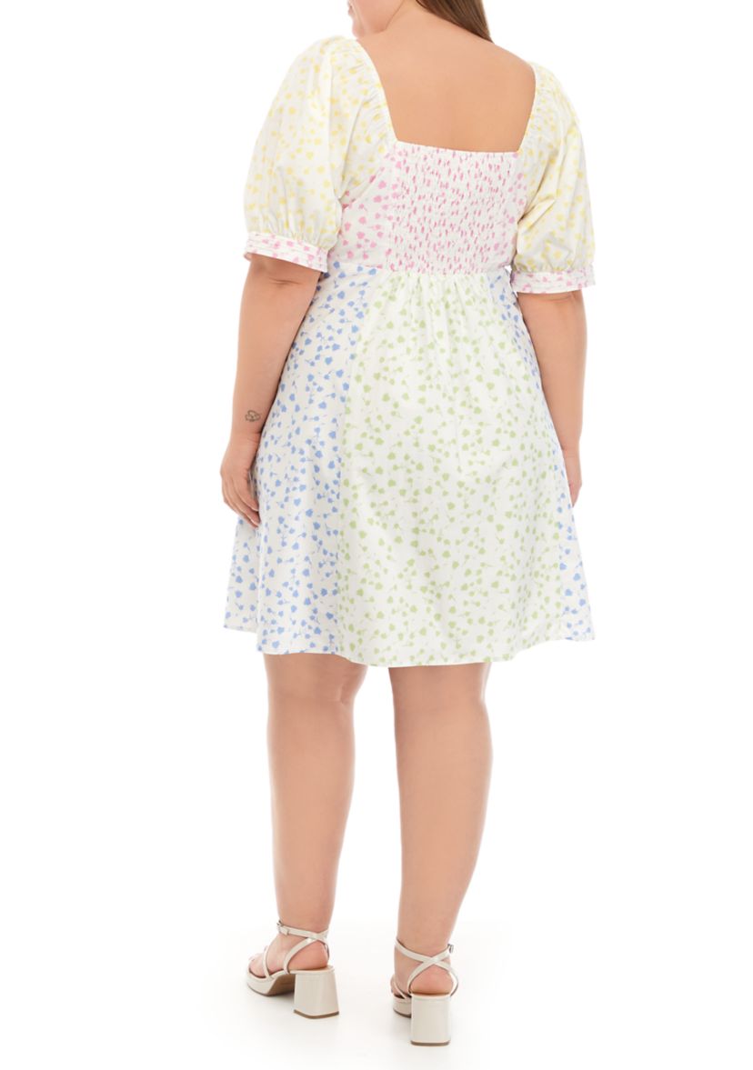 Plus Size Multi Floral Print Mini Dress