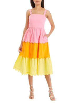 Color Block Scalloped Dress