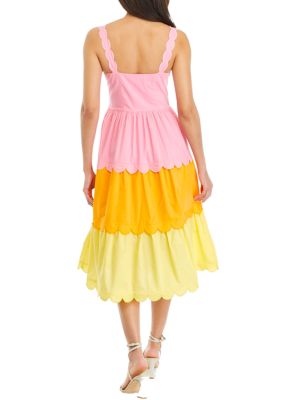 Color Block Scalloped Dress