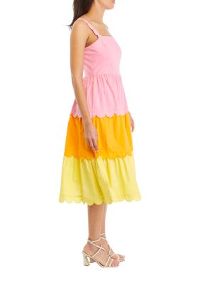 Color Block Scalloped Dress
