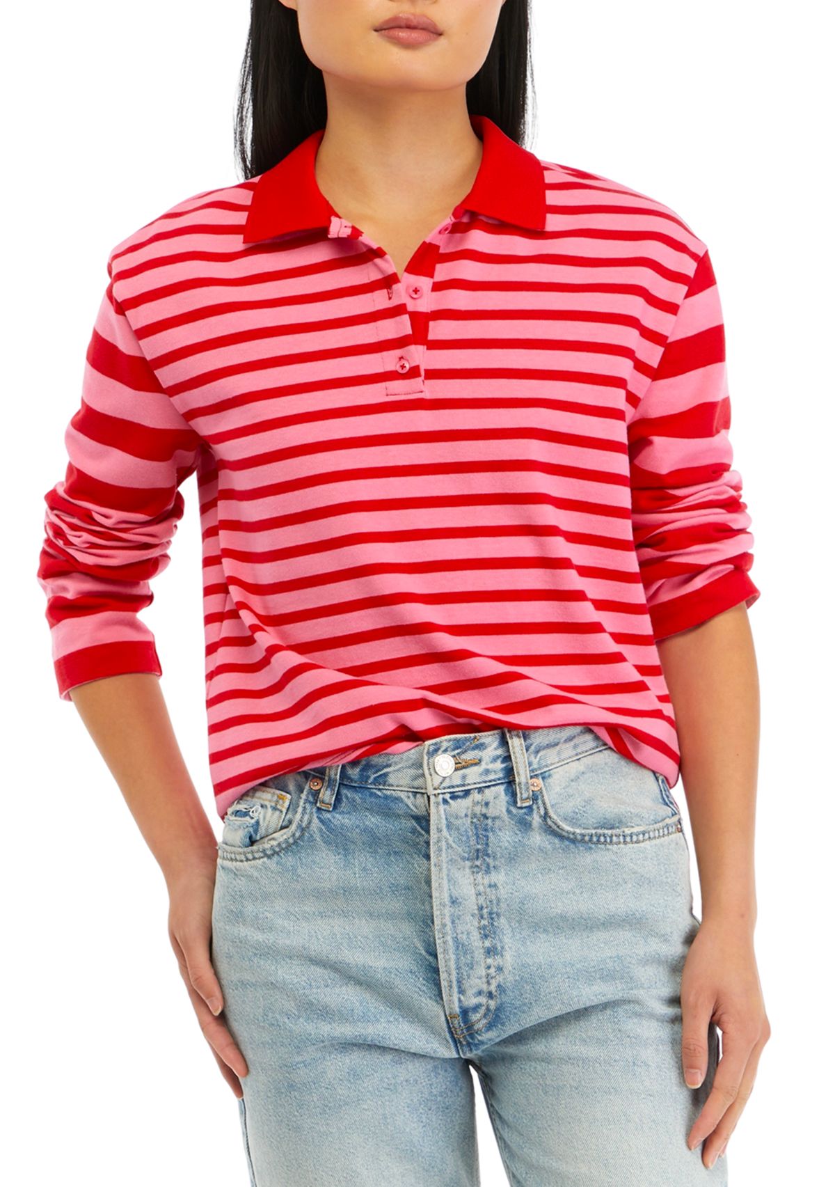 Womens Striped Long Sleeve Knit Top