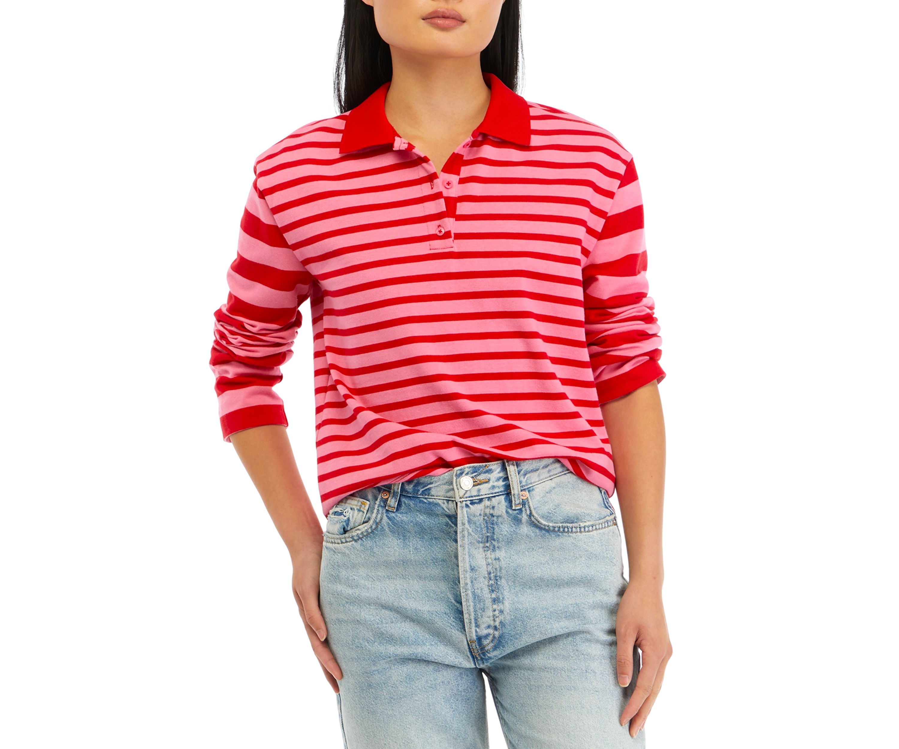 Womens Striped Long Sleeve Knit Top