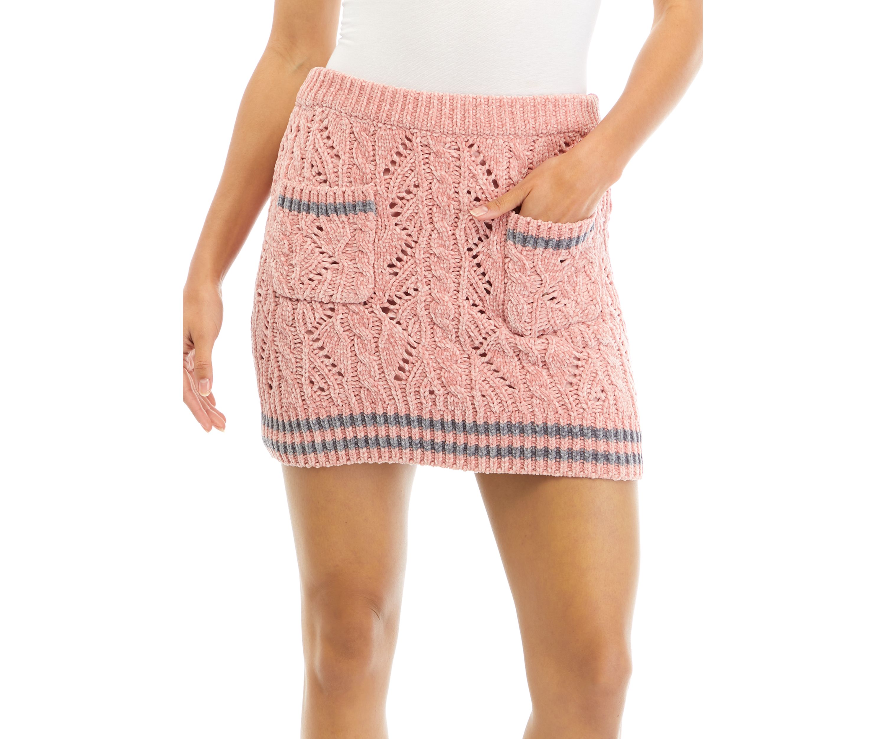 Womens Chenille Contrast Mini Skirt