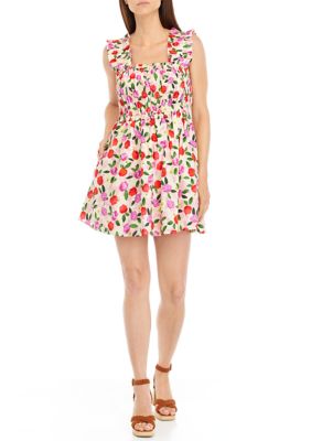 Women's Flower Ruffled Mini Dress