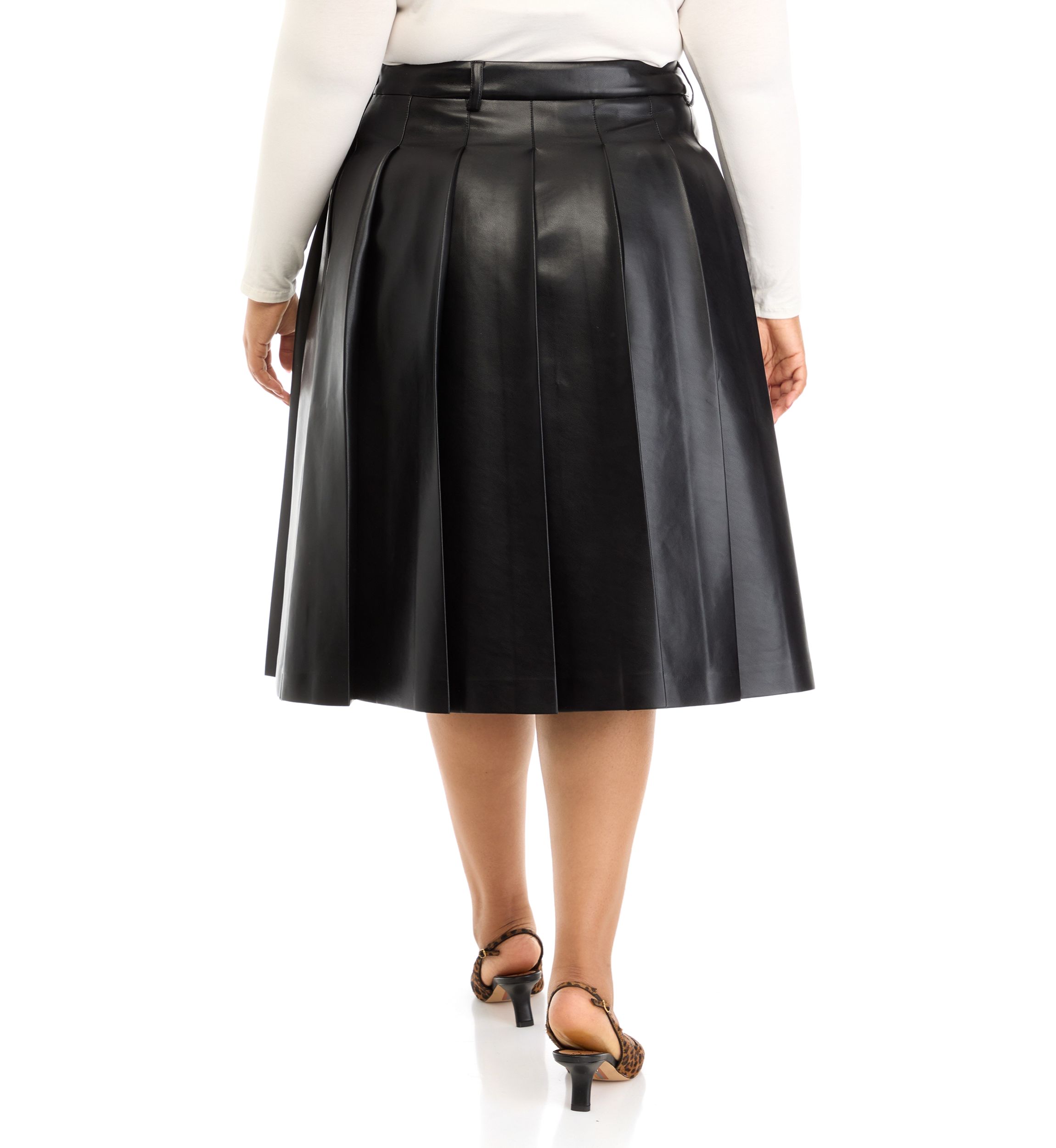 Plus Size Pleated Midi Skirt
