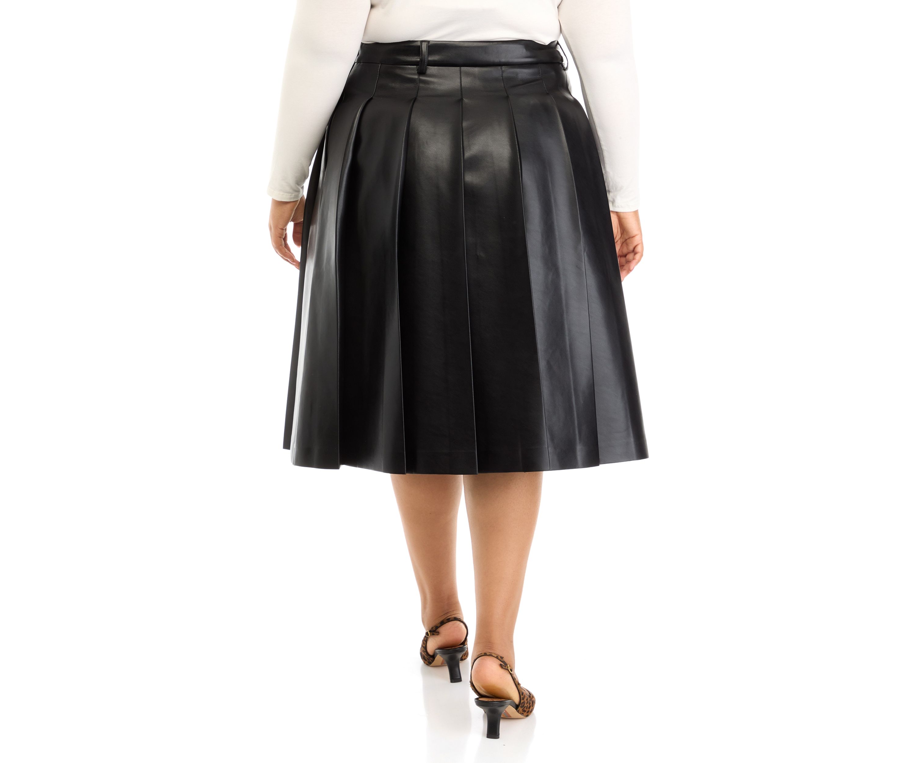 Plus Size Pleated Midi Skirt