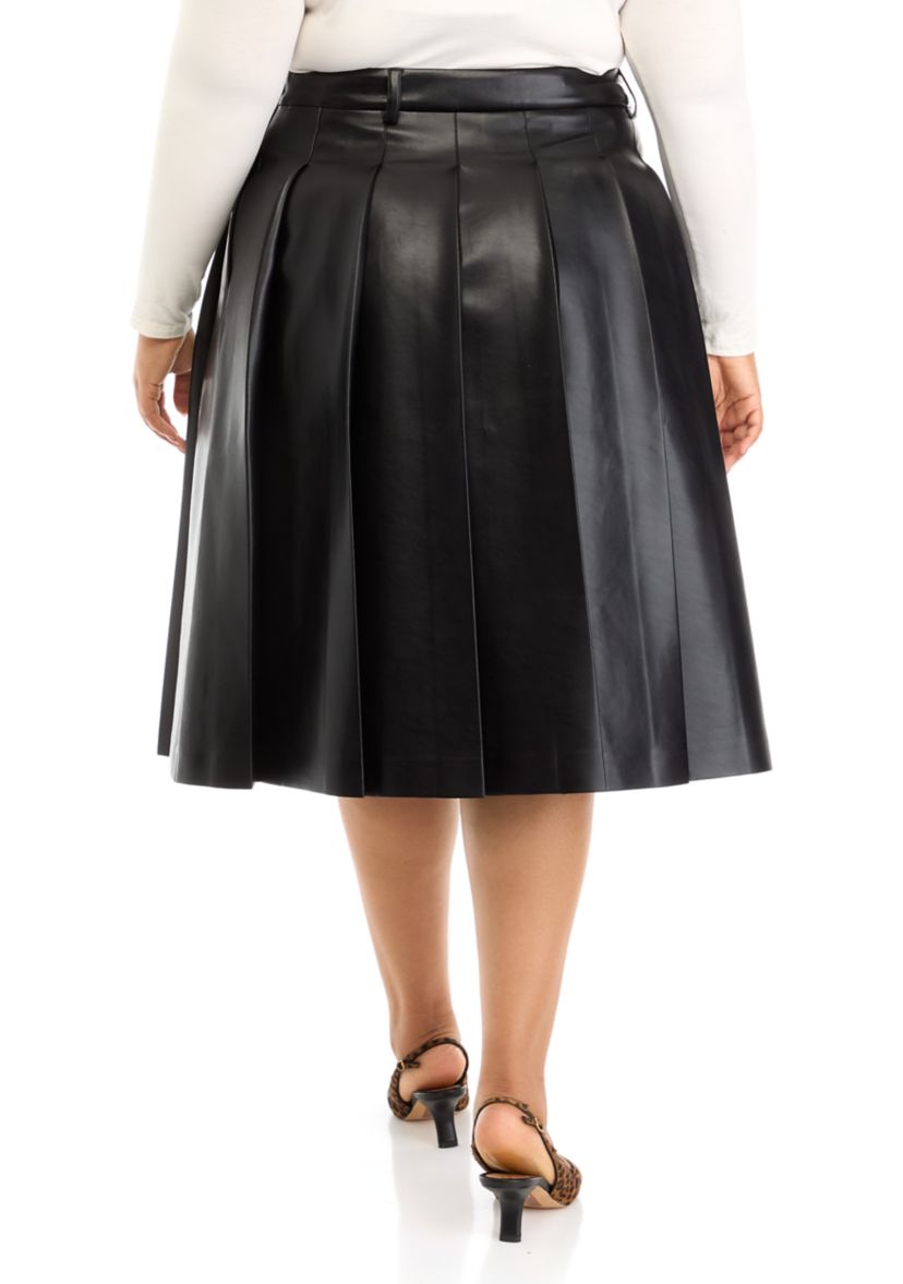 Plus Size Pleated Midi Skirt