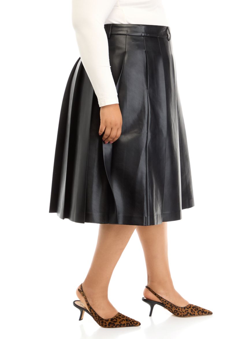 Plus Size Pleated Midi Skirt