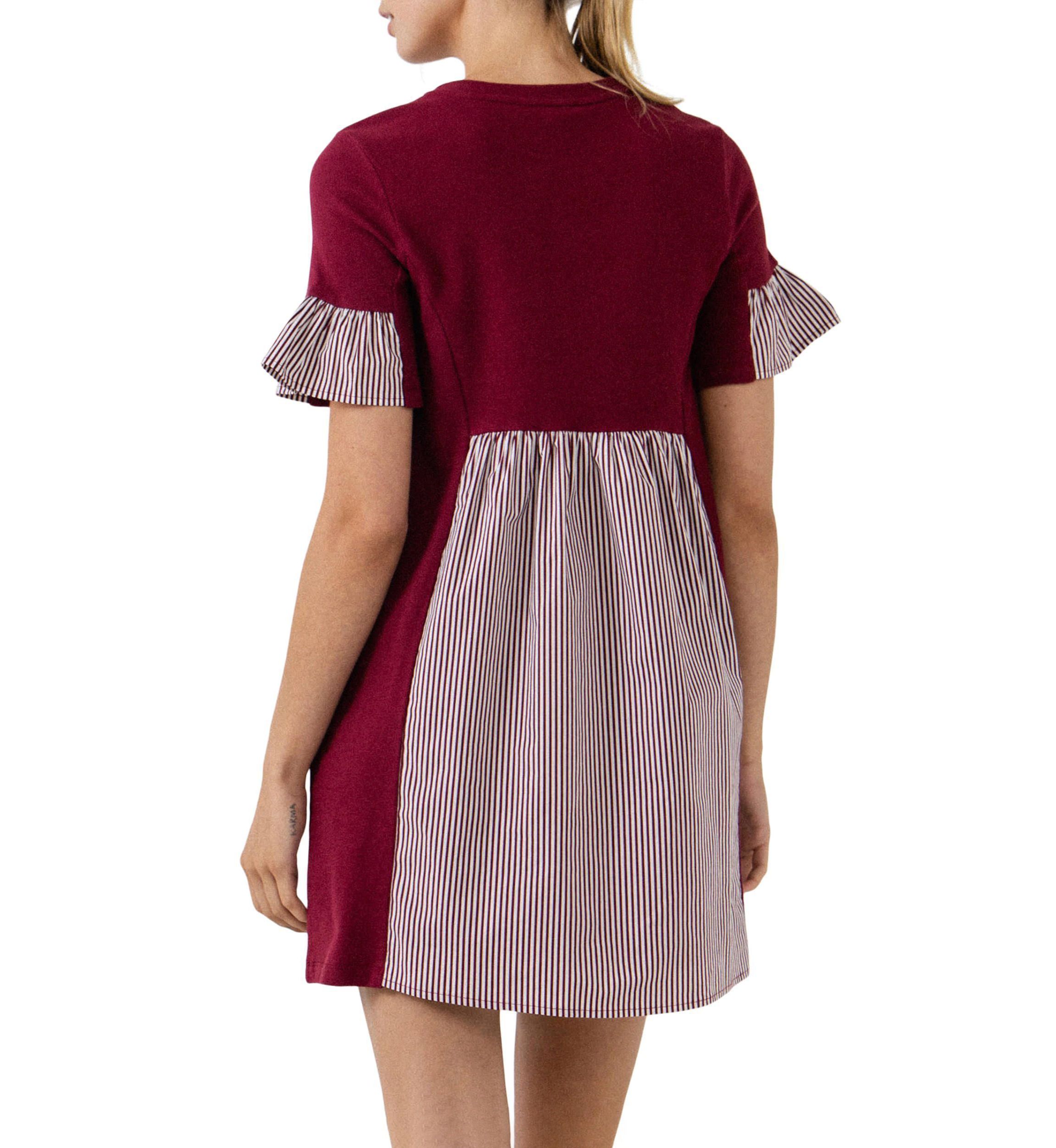 Knit Stripe Woven Mixed Dress