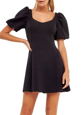 Puff Sleeve Mini Dress