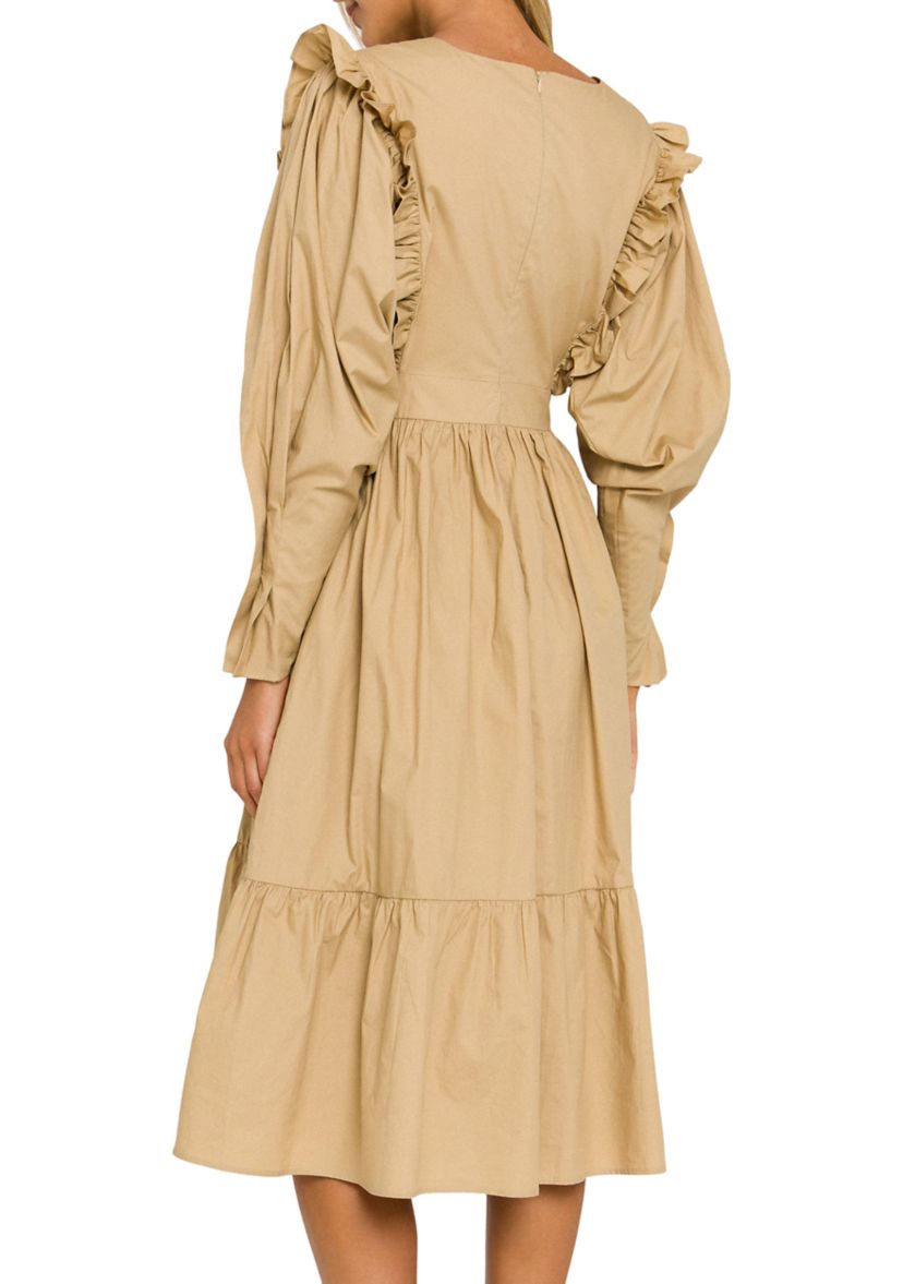 Ruffle Detail Tiered Midi Dress