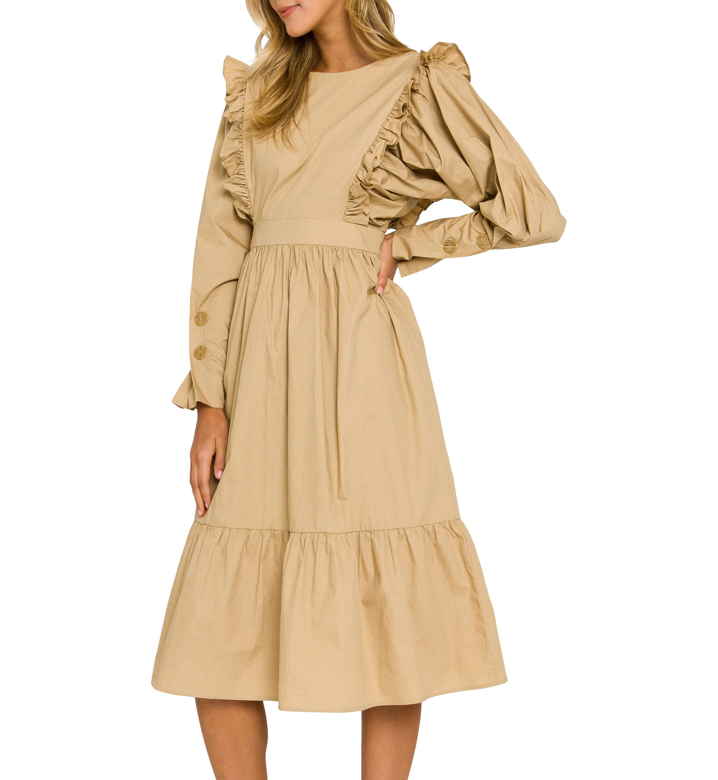 Ruffle Detail Tiered Midi Dress