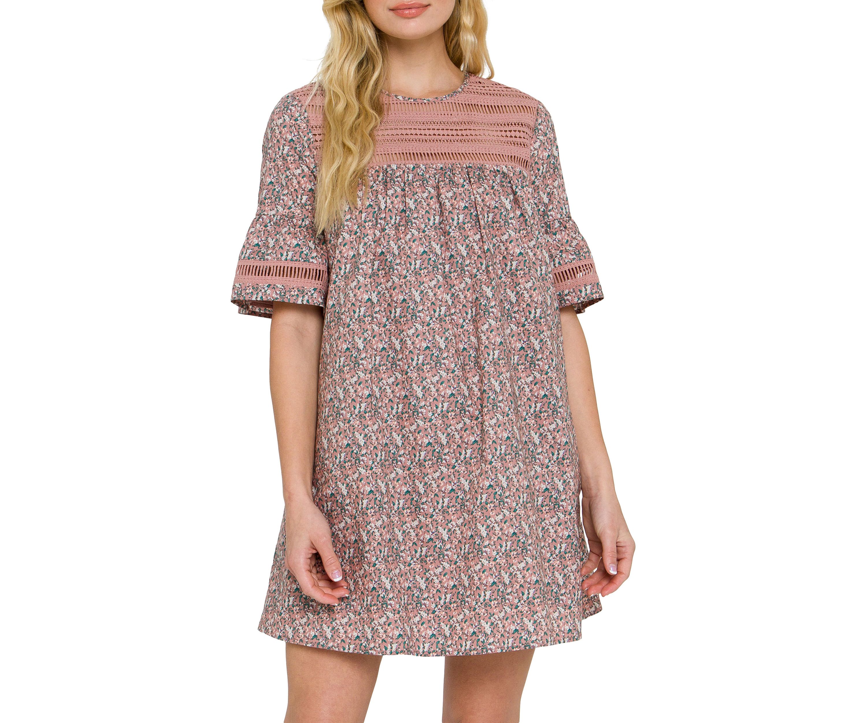 Floral Lace Trim Dress