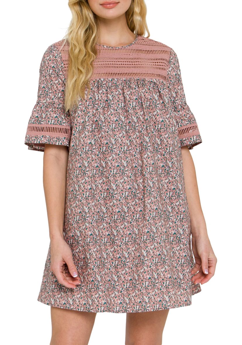 Floral Lace Trim Dress