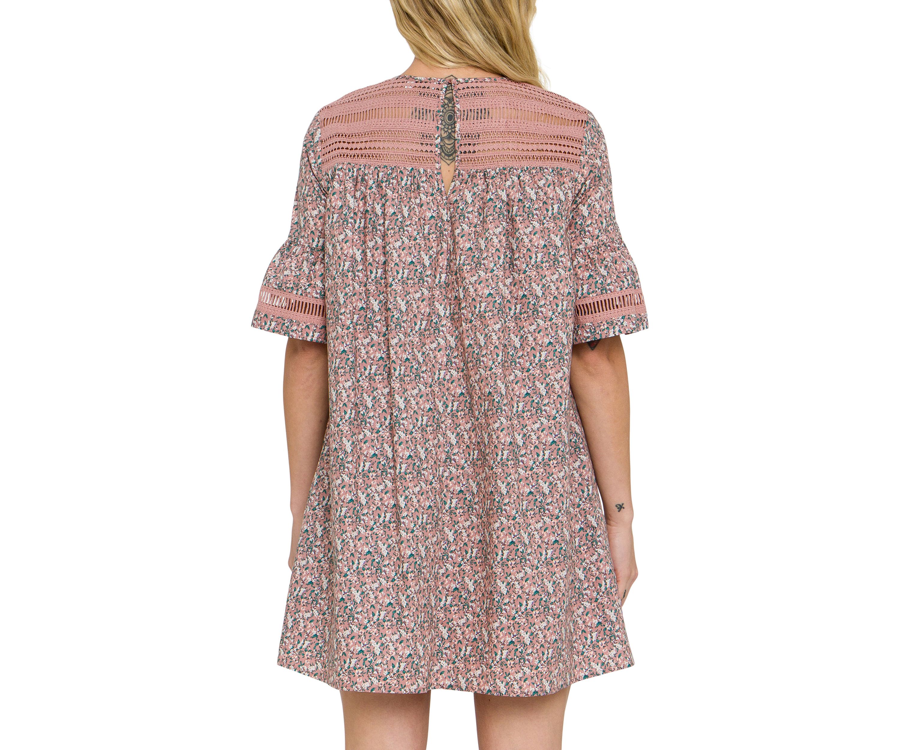 Floral Lace Trim Dress