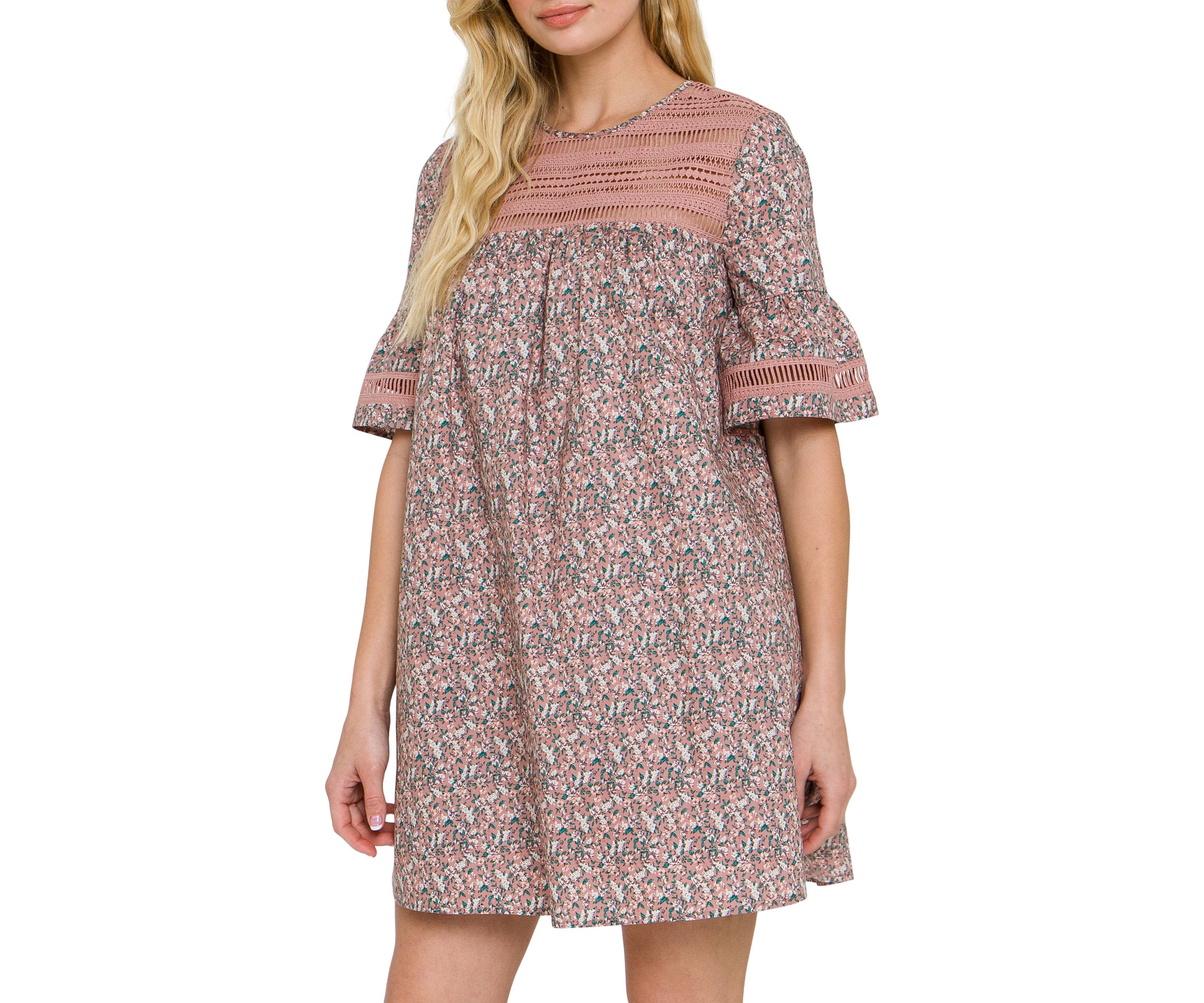Floral Lace Trim Dress