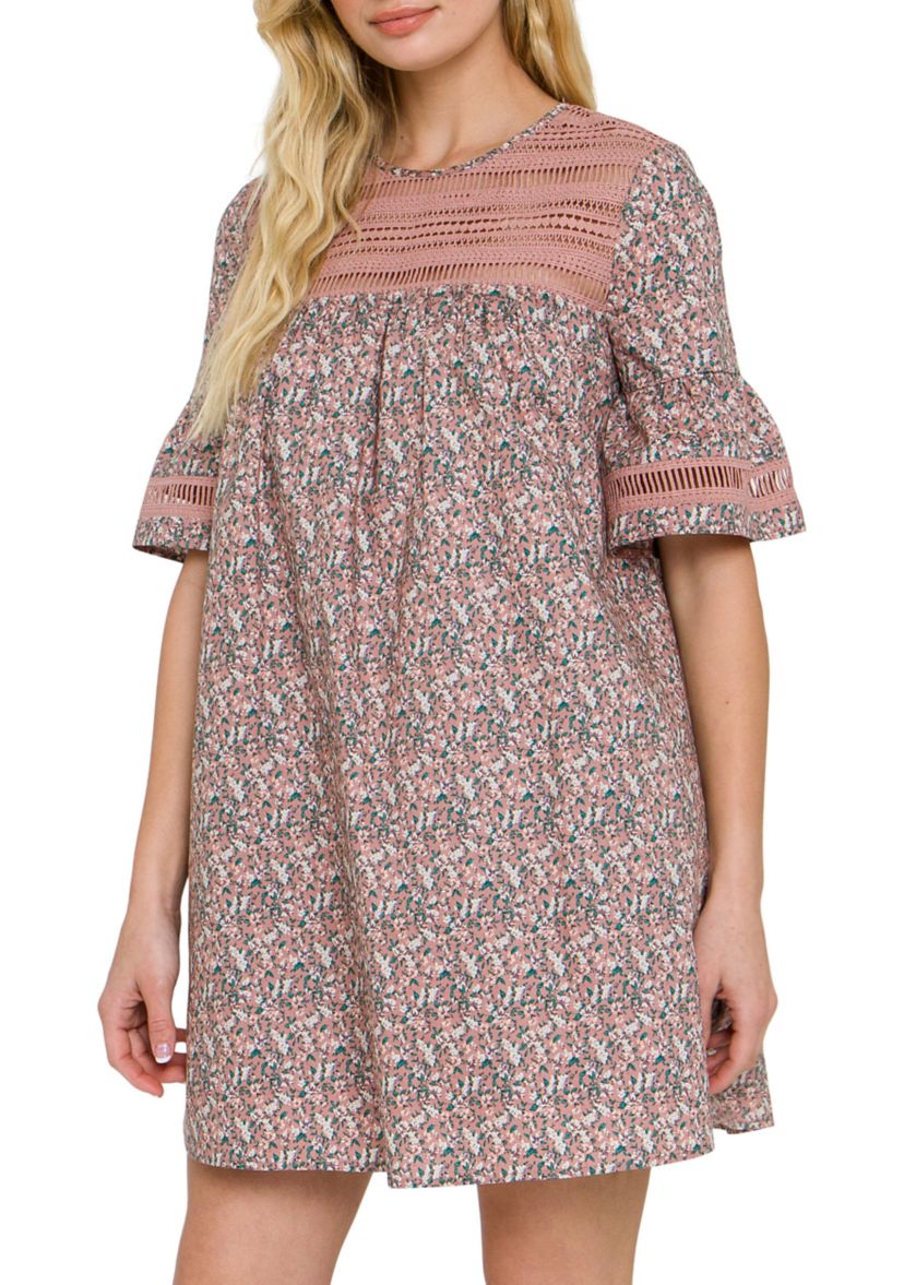 Floral Lace Trim Dress