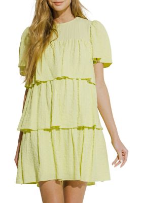 ENGLISH FACTORY Women's Tiered Dress, Yellow, Small