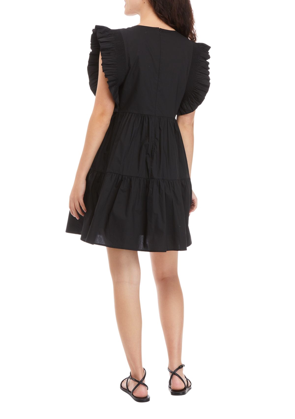Womens Flutter Tiered Dress