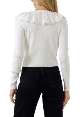 Eyelet Ruffle with Knit Cardigan