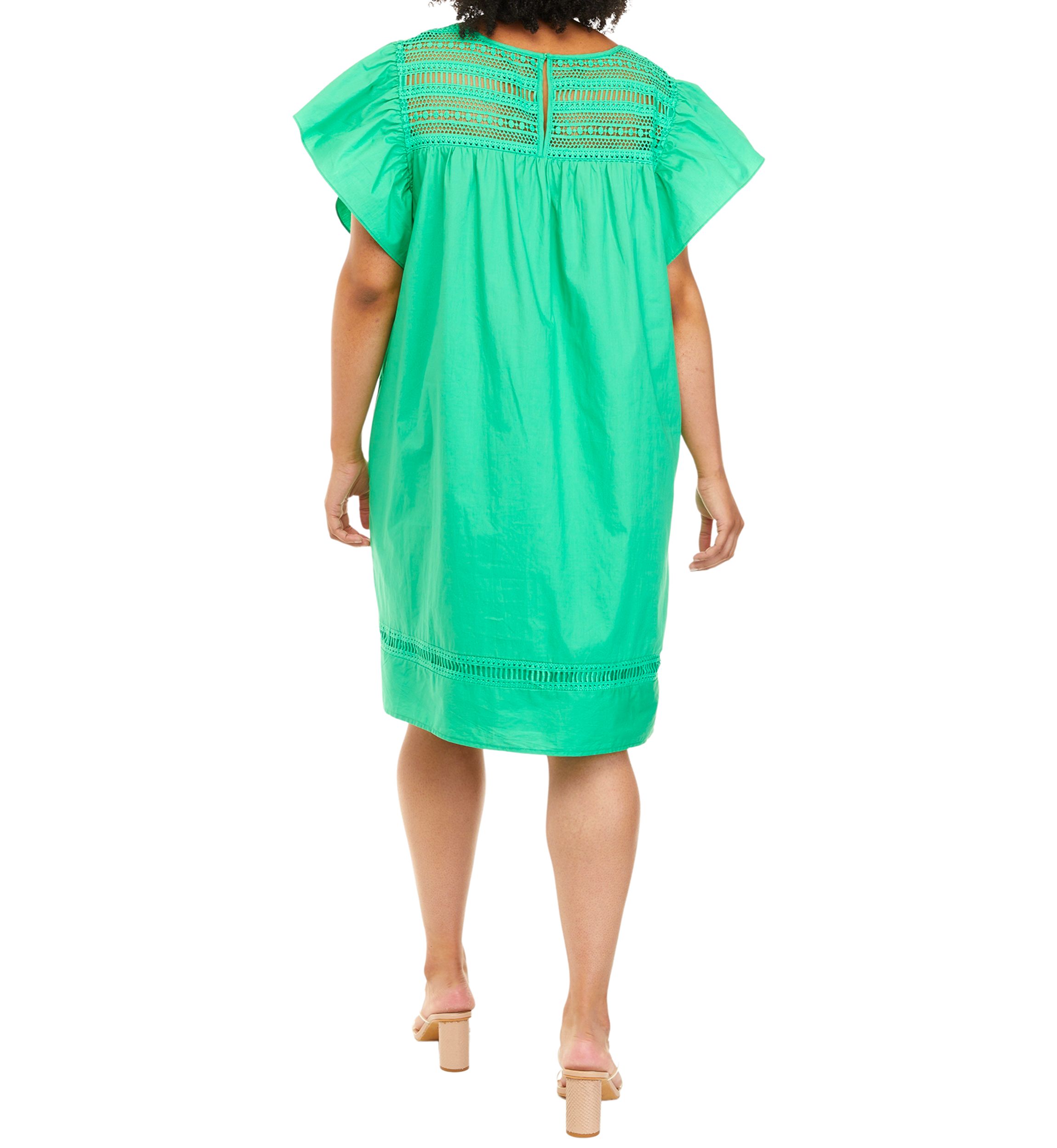 Plus Size Flutter Embroidered Dress