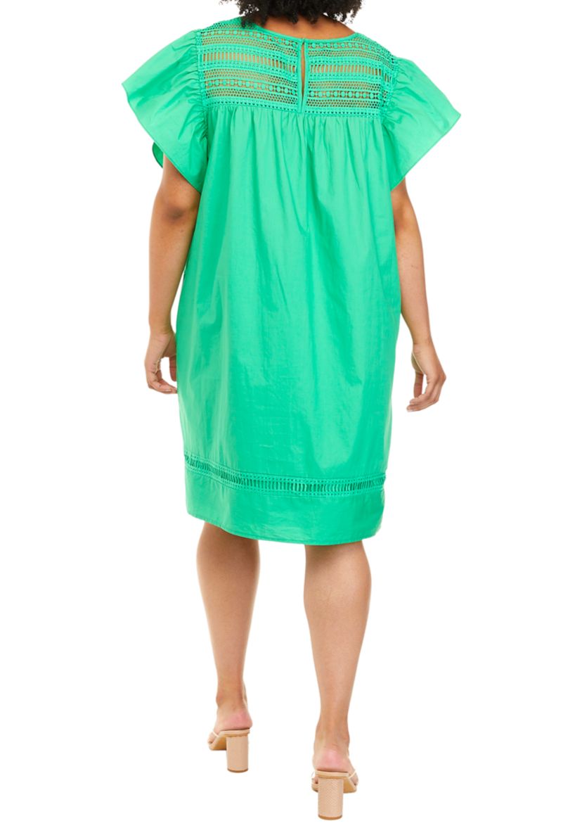 Plus Size Flutter Embroidered Dress