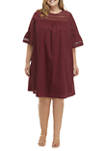 Plus Size Short Sleeve Lace Detail Mini Dress